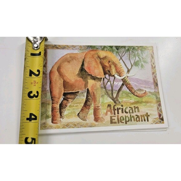 Vtg Blank All Occasion Greeting Cards 3 Black Rhino 1 Elephant Painting Envelope - Picture 6 of 6